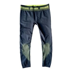 Gymshark Women’s Low Rise Seamless Black Green Apex Leggings, Size Medium